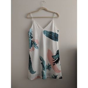 SheIn Palm Leaf Print Double V Neck Cami Dress